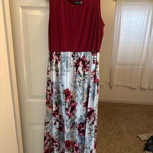 Women's Red Floral Maxi Dress
